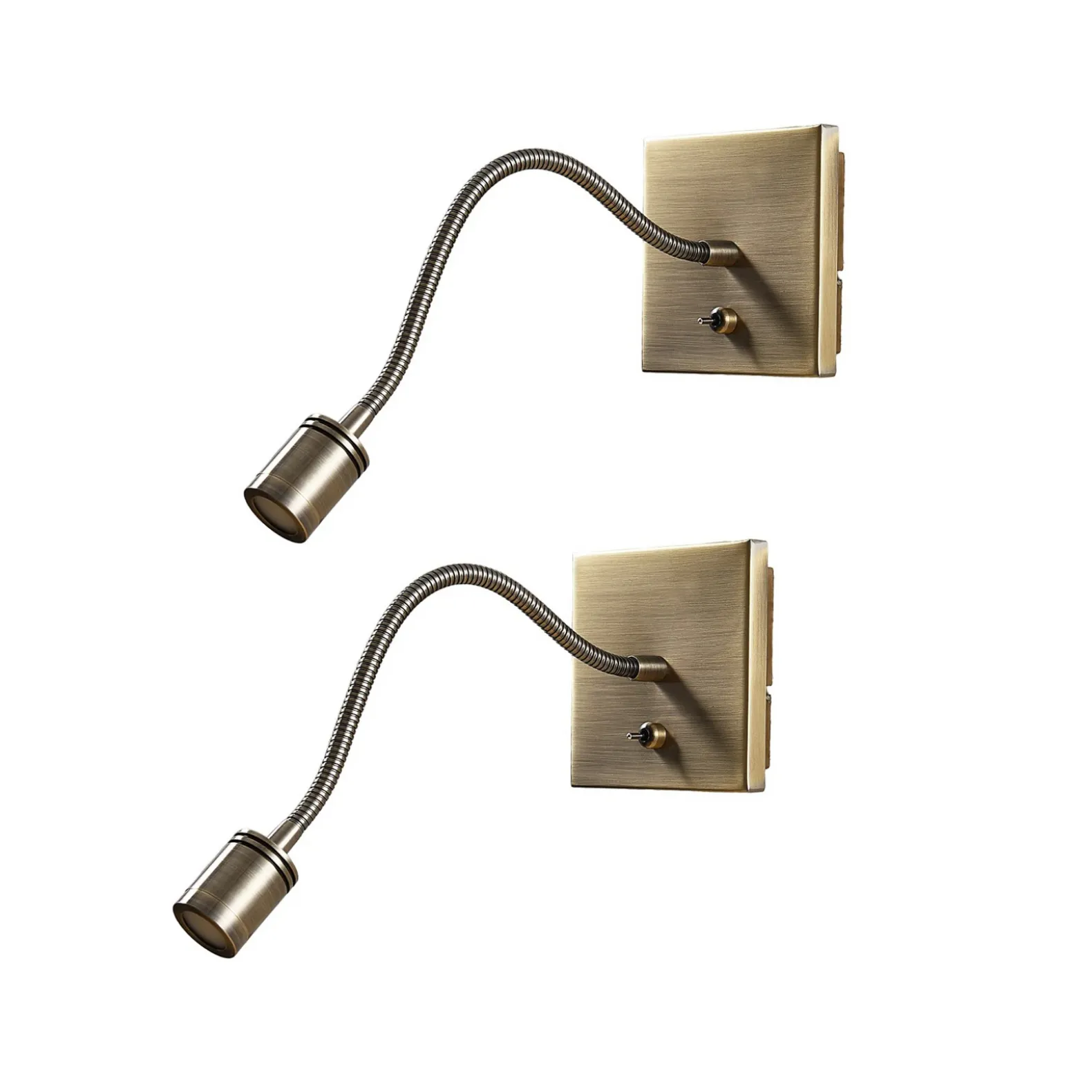 Lindby aplique de pared LED Mayar, 2, latón, lámpara de lectura, 11 cm