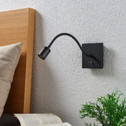 Lindby aplique de pared LED Mayar, 2pcs, negro, lámpara de lectura, 11 cm