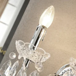 Lindby aplique de pared Merida, cromo, metal, 2 luces, altura 35 cm