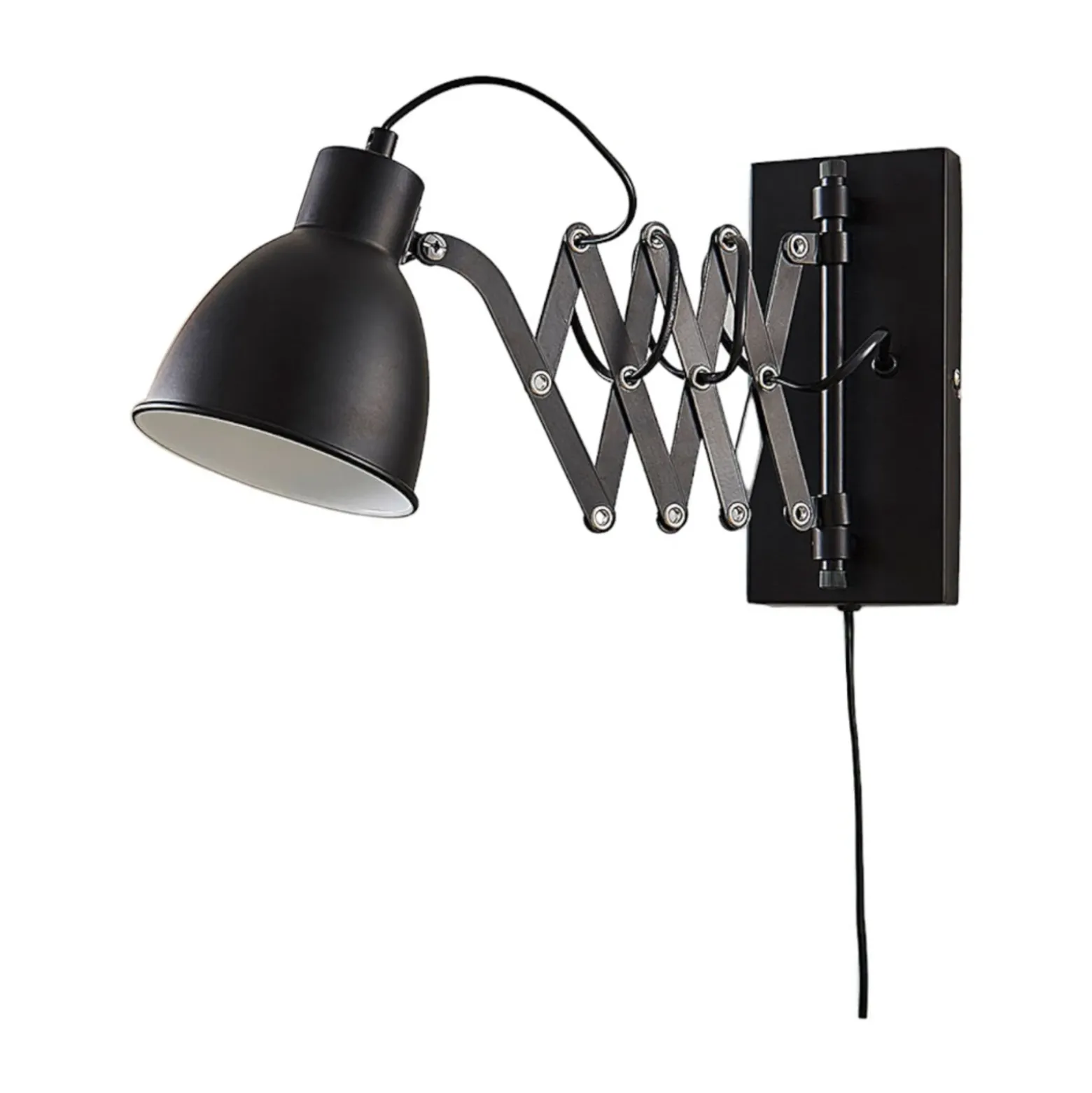 Lindby Aplique de pared Merle, negro, 60 cm, lámpara de lectura, extensible