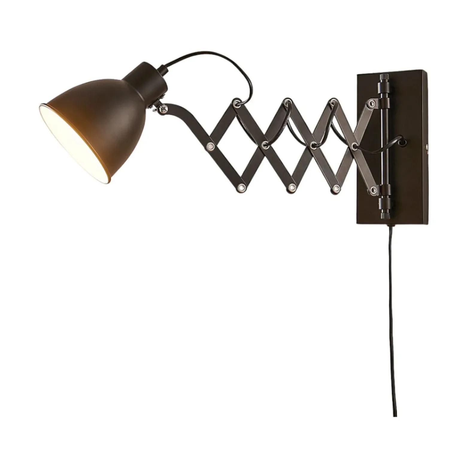 Lindby Aplique de pared Merle, negro, 60 cm, lámpara de lectura, extensible