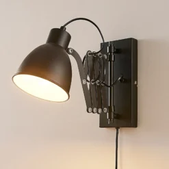 Lindby Aplique de pared Merle, negro, 60 cm, lámpara de lectura, extensible