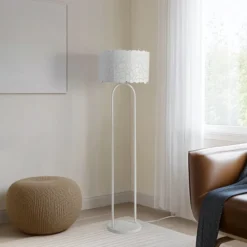 Lindby Aralena lámpara de pie, blanca, metal, altura 143,5 cm