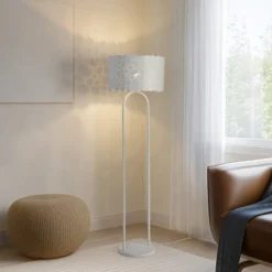 Lindby Aralena lámpara de pie, blanca, metal, altura 143,5 cm