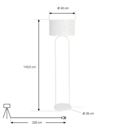 Lindby Aralena lámpara de pie, blanca, metal, altura 143,5 cm