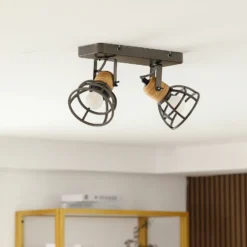 Lindby Arinthea downlight de techo, 2 luces, negro, acero, E14