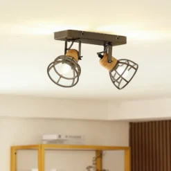 Lindby Arinthea downlight de techo, 2 luces, negro, acero, E14