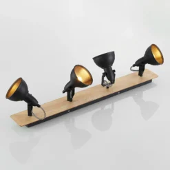 Lindby Aylis lámpara de techo, 4 luces, 82 cm, negro, madera, E14