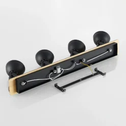 Lindby Aylis lámpara de techo, 4 luces, 82 cm, negro, madera, E14