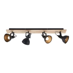 Lindby Aylis lámpara de techo, 4 luces, 82 cm, negro, madera, E14