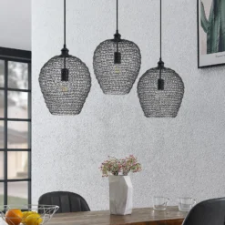 Lindby Benja lámpara colgante, 3 luces, negro