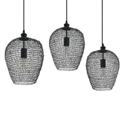 Lindby Benja lámpara colgante, 3 luces, negro
