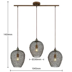 Lindby Benja lámpara colgante, 3 luces, latón