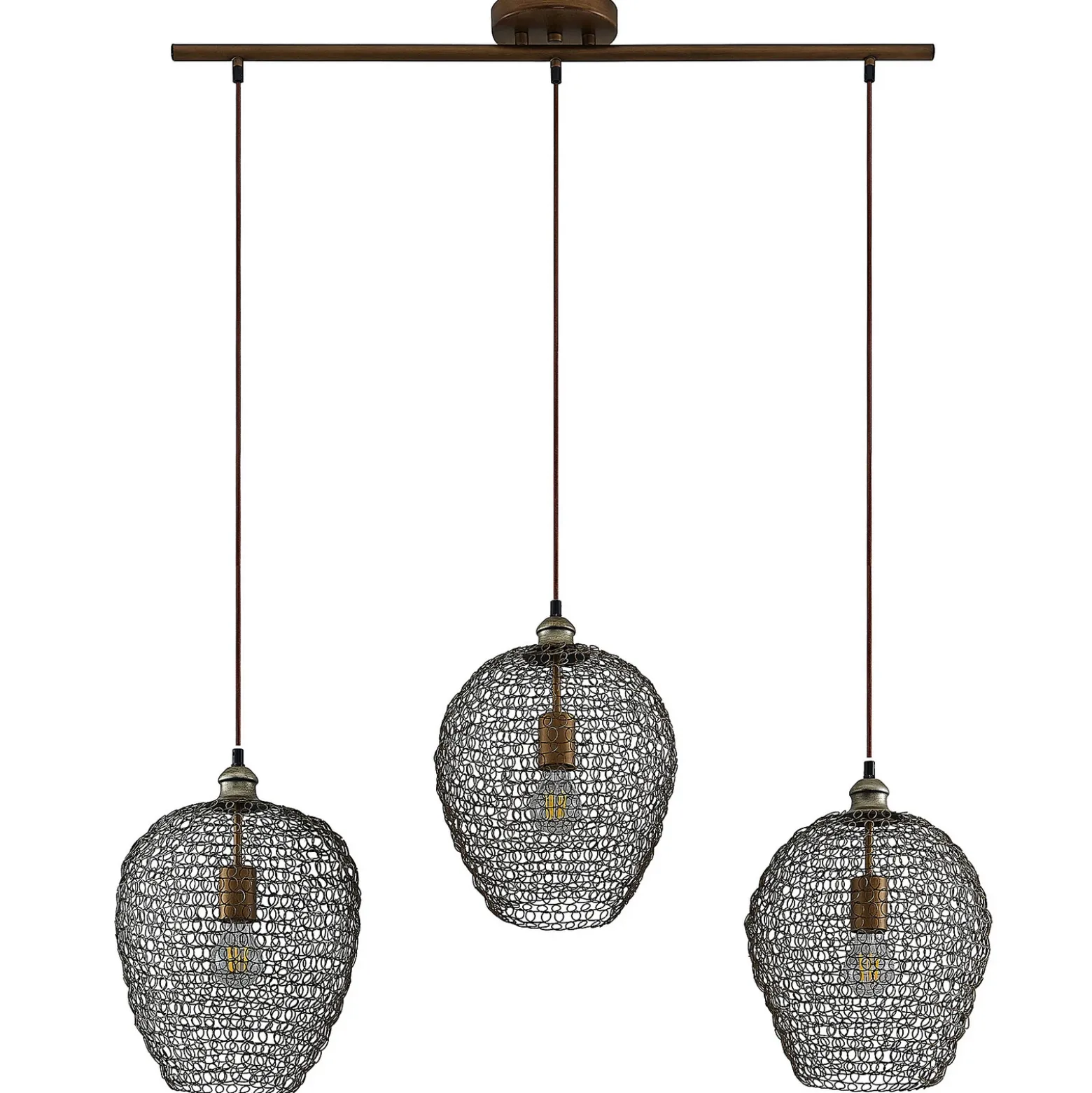 Lindby Benja lámpara colgante, 3 luces, latón