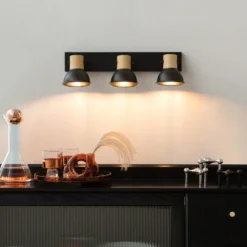 Lindby Bosko foco, negro, 3 luces, alargado