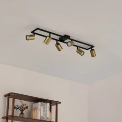 Lindby Downlight Bravius, latón, 6 luces, hierro