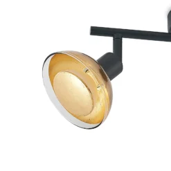 Lindby downlight de techo Erin, negro/oro, 2 luces, cristal
