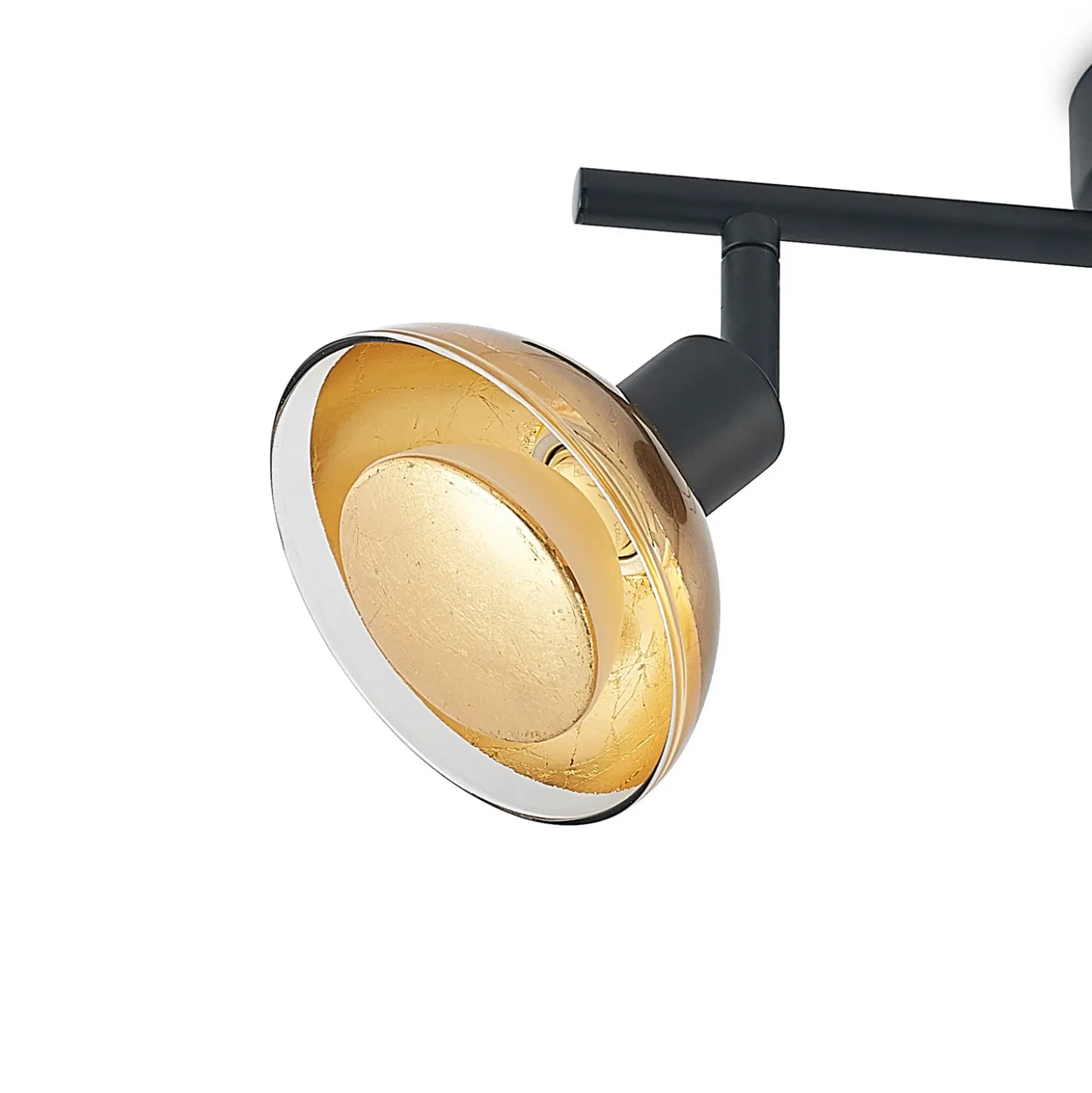 Lindby downlight de techo Erin, negro/oro, 2 luces, cristal