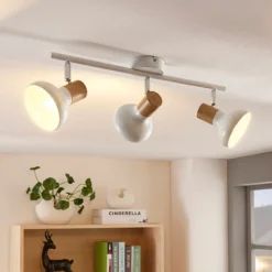 Lindby downlight de techo Fridolin, 50cm, 3 luces, blanco, metal