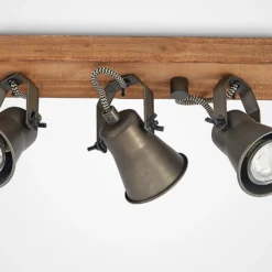 Lindby downlight de techo Grandesa, 35 cm, 4 luces, madera, metal