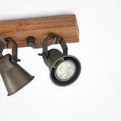 Lindby downlight de techo Grandesa, 35 cm, 4 luces, madera, metal