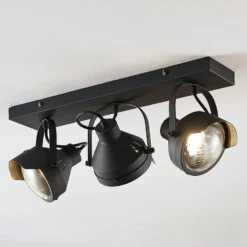 Lindby downlight de techo Henega, 52 cm, negro, 3 luces