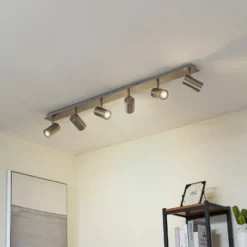 Lindby downlight de techo Joffrey, 116 cm, níquel, 6 luces, GU10