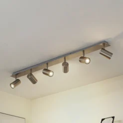 Lindby downlight de techo Joffrey, 116 cm, níquel, 6 luces, GU10