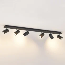 Lindby downlight de techo Joffrey, 116 cm, negro, 6 luces, GU10