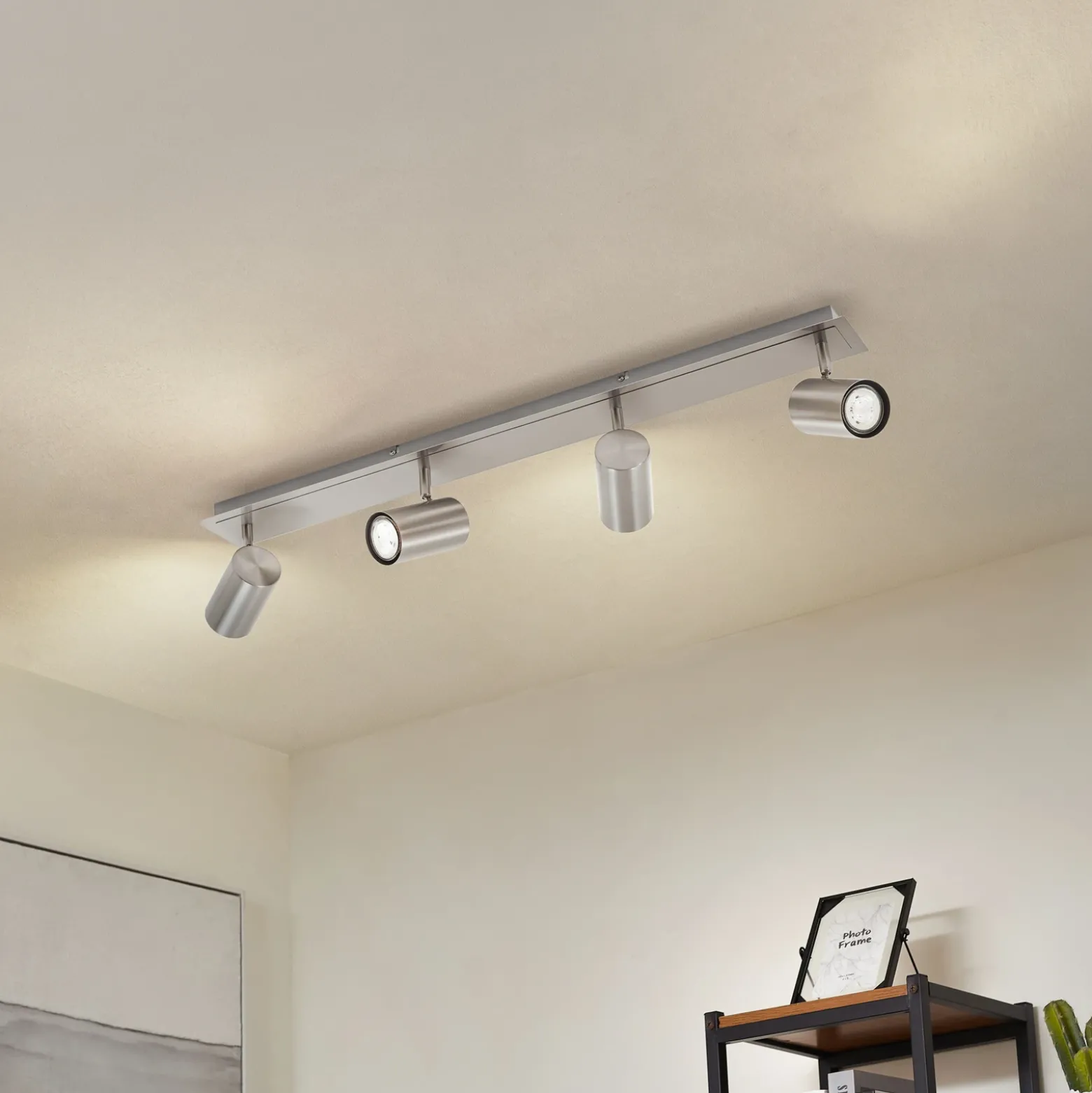 Lindby downlight de techo Joffrey, 80 cm, níquel, 4 luces, GU10
