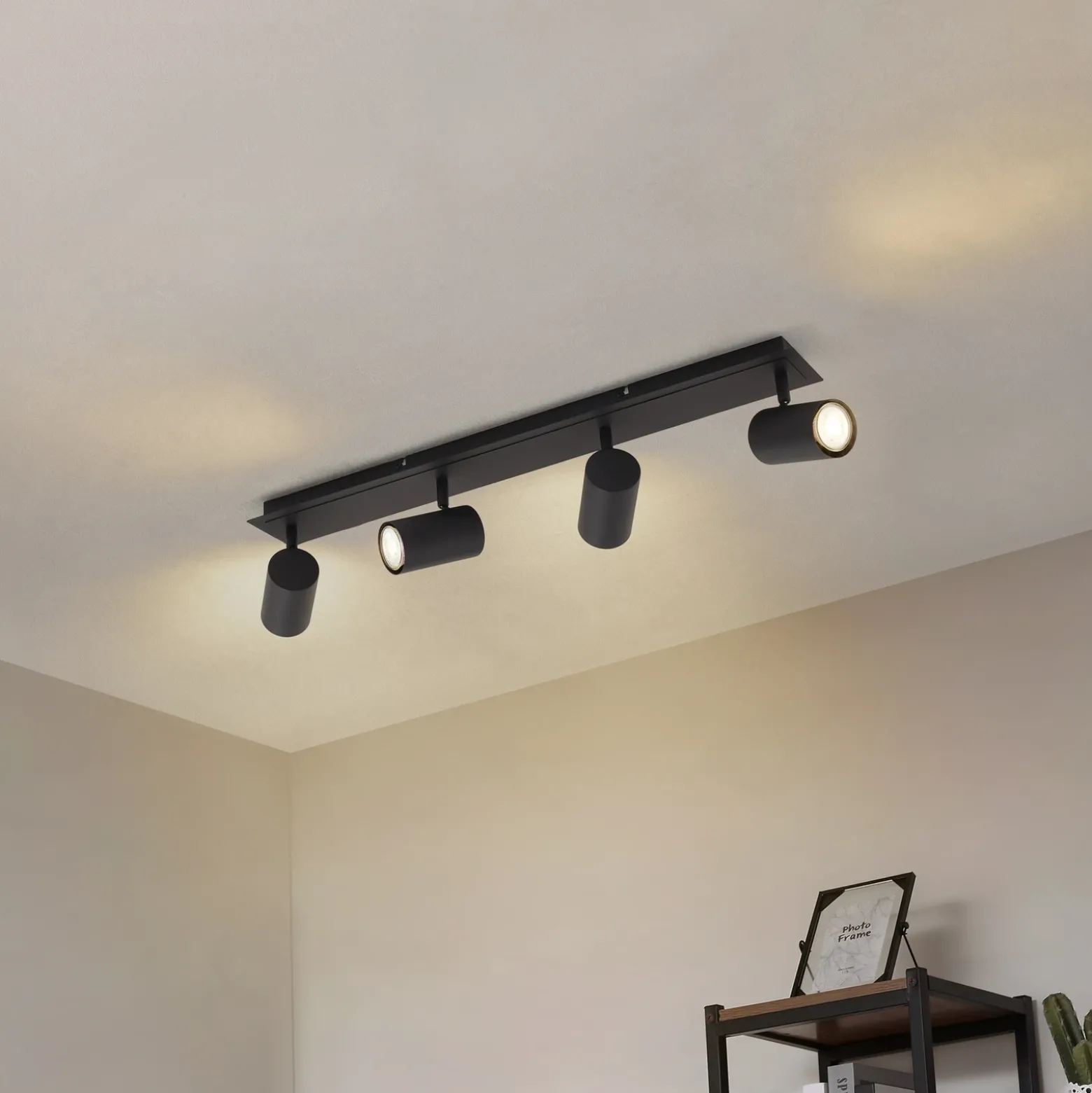Lindby downlight de techo Joffrey, 70 cm, negro, 4 luces, GU10