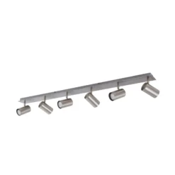 Lindby downlight de techo Joffrey, 116 cm, níquel, 6 luces, GU10