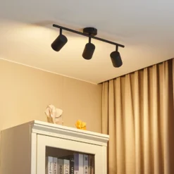 Lindby downlight de techo Jorell, negro, 51 cm, 3 luces, GU10