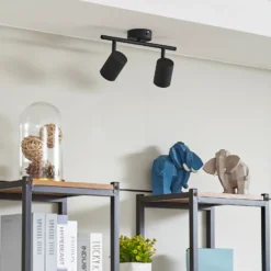 Lindby downlight de techo Jorell, negro, 31 cm, 2 luces, GU10