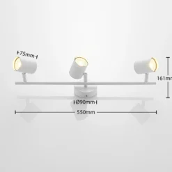 Lindby downlight de techo Jorell, blanco, 55 cm, 3 luces, metal, GU10