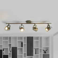 Lindby downlight de techo Leonor, 4 luces, verde, metal, 78 cm