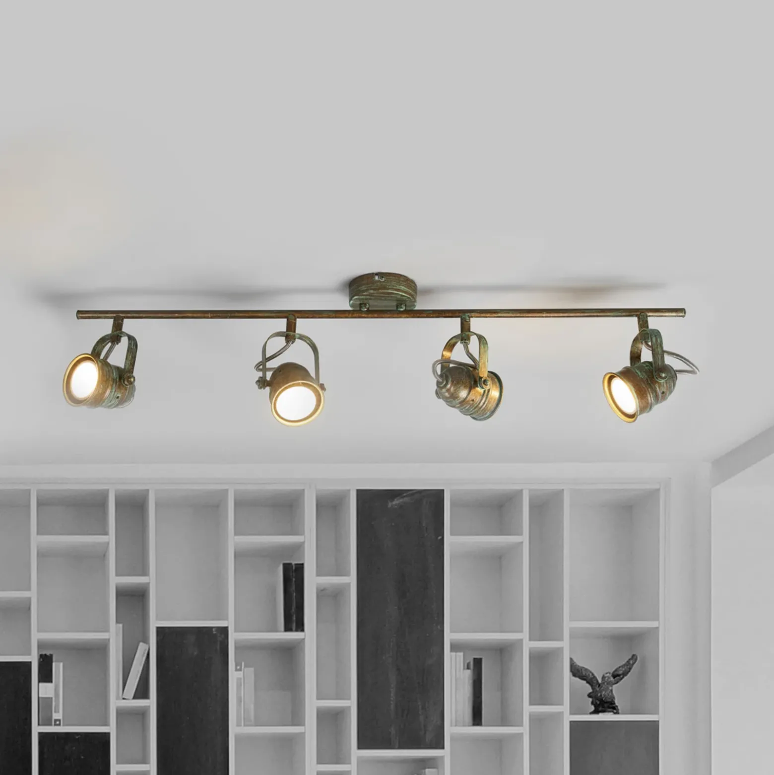 Lindby downlight de techo Leonor, 4 luces, verde, metal, 78 cm