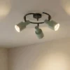 Lindby downlight de techo Ovelia, verde/negro, 3 luces, E27