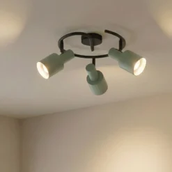 Lindby downlight de techo Ovelia, verde/negro, 3 luces, E27