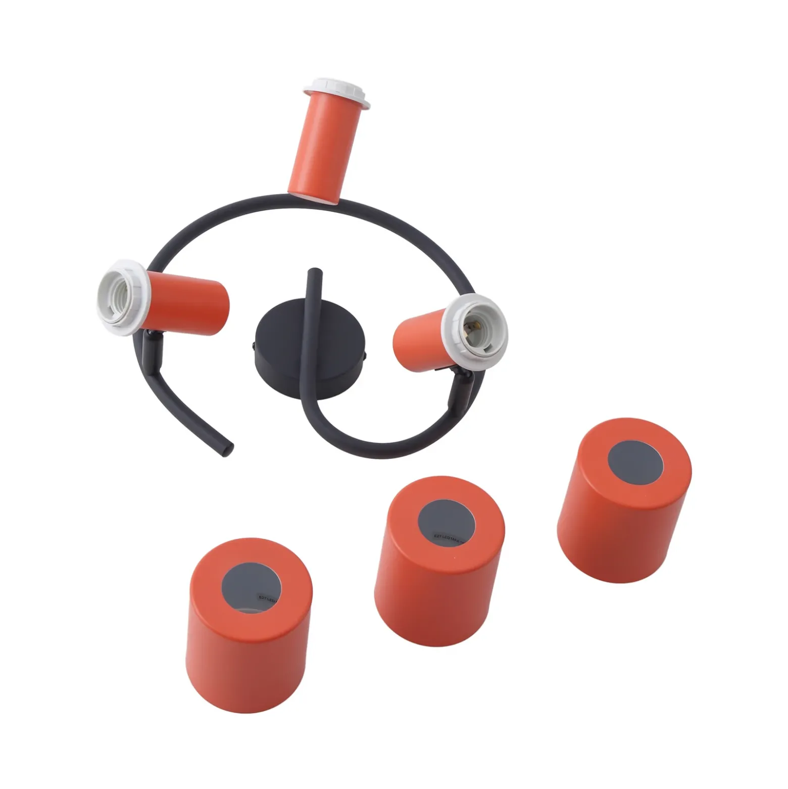 Lindby downlight de techo Ovelia, naranja/negro, 3 luces, E27