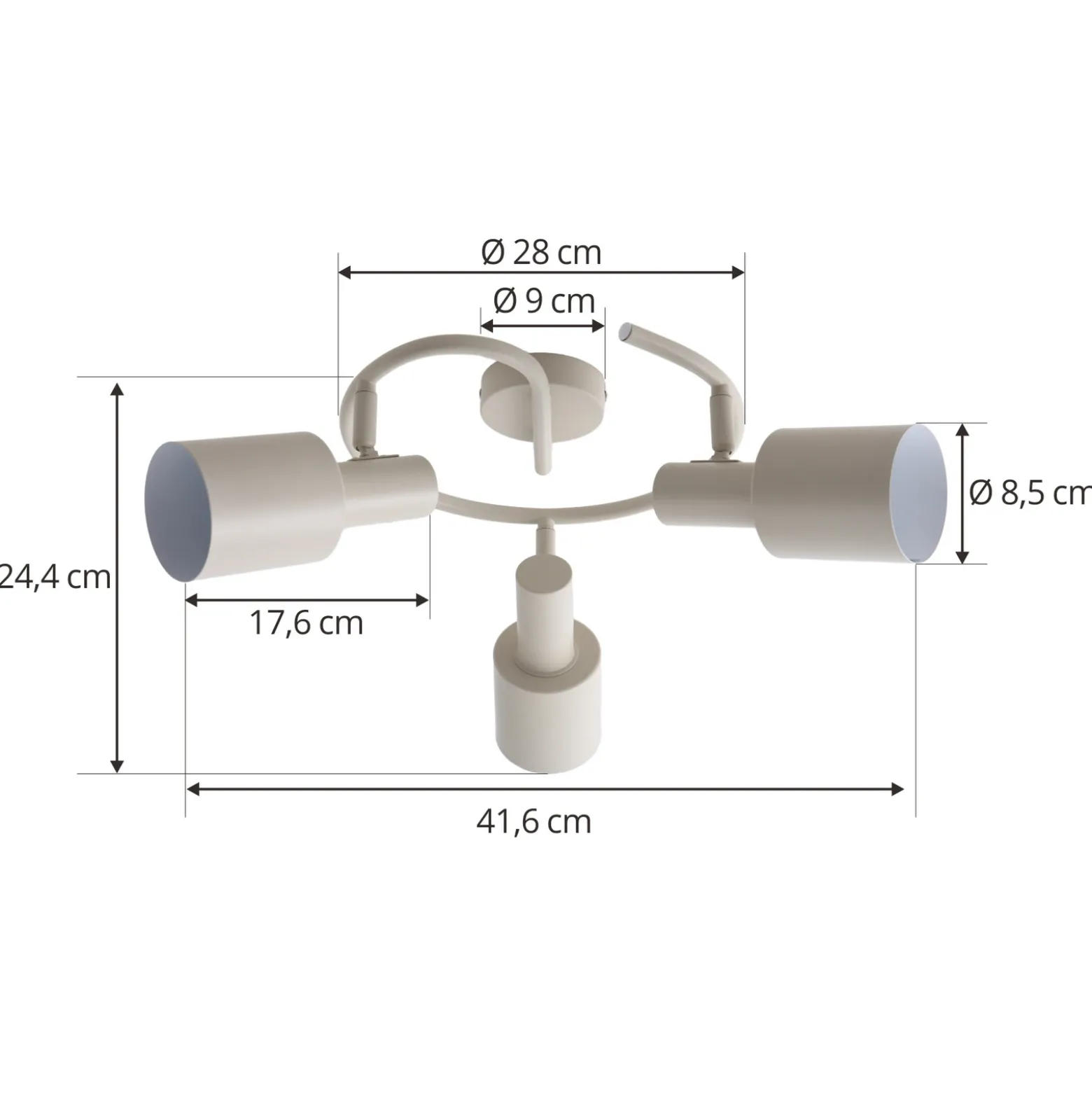 Lindby downlight de techo Ovelia, beige, 3 luces, metal, E27