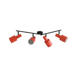 Lindby downlight de techo Ovelia, naranja/negro, 4 luces, E27