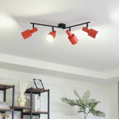 Lindby downlight de techo Ovelia, naranja/negro, 4 luces, E27