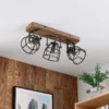 Lindby downlight de techo Rutger, 52cm, 3 luces, madera, jaula, E14