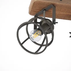 Lindby downlight de techo Rutger, 52cm, 3 luces, madera, jaula, E14