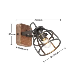 Lindby downlight de techo Rutger, 16cm, 2 luces, madera, jaula, E14