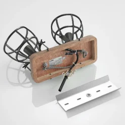 Lindby downlight de techo Rutger, 36cm, 2 luces, madera, jaula, E14