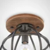 Lindby downlight de techo Rutger, Ø 34 cm, madera, jaula, E27
