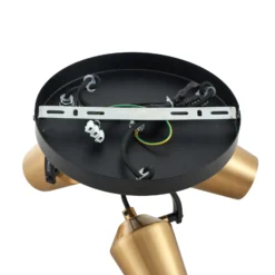 Lindby downlight de techo Sylveria, 3 luces, negro/oro, hierro
