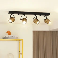 Lindby downlight de techo Sylveria, 4 luces, negro/oro, hierro